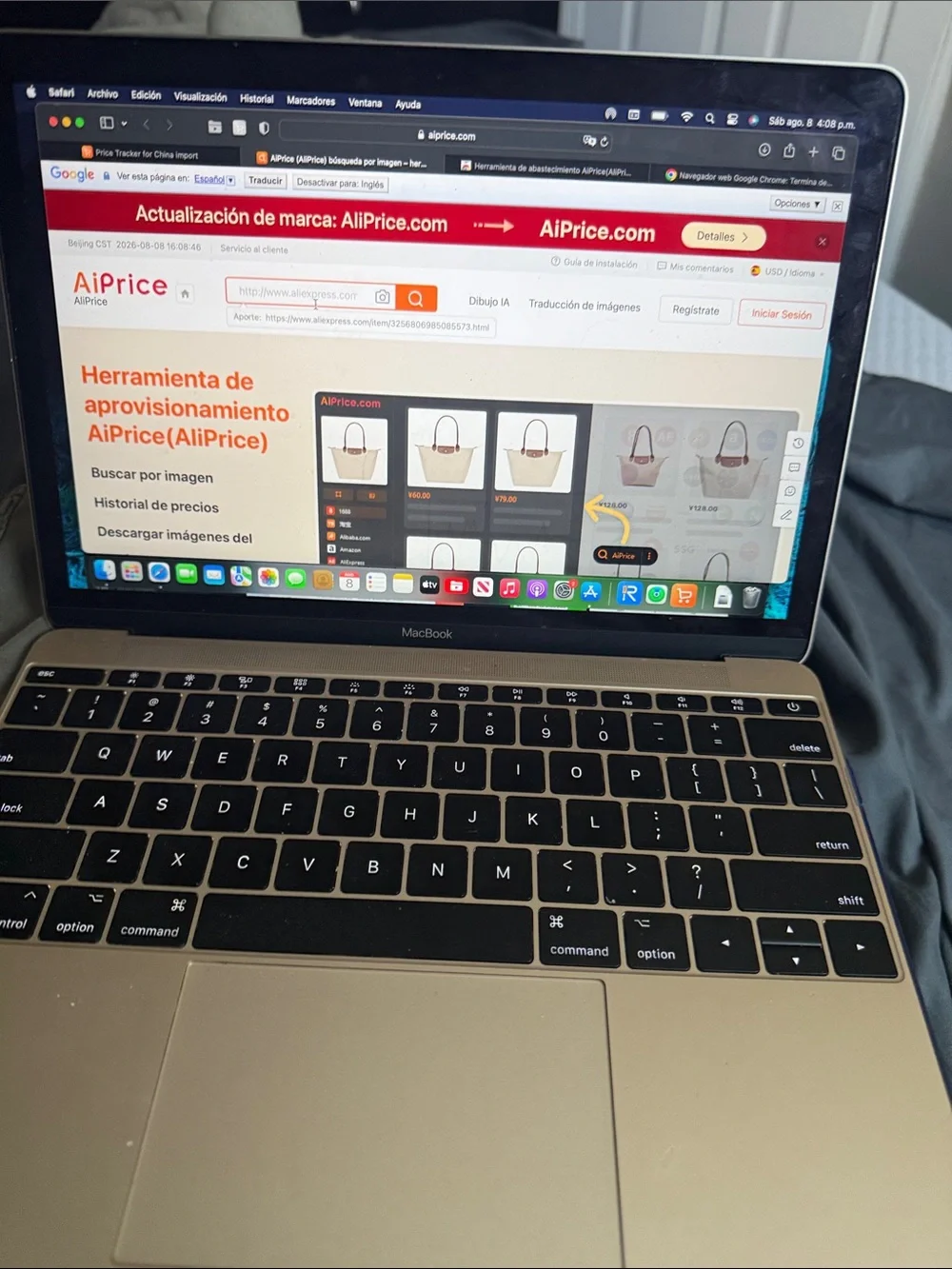 Apple MacBook Laptop in Gold with Black Keyboard